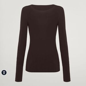 Wolford Aurora Pure Pullover Long Sleeve Top Soft Cacao sz M